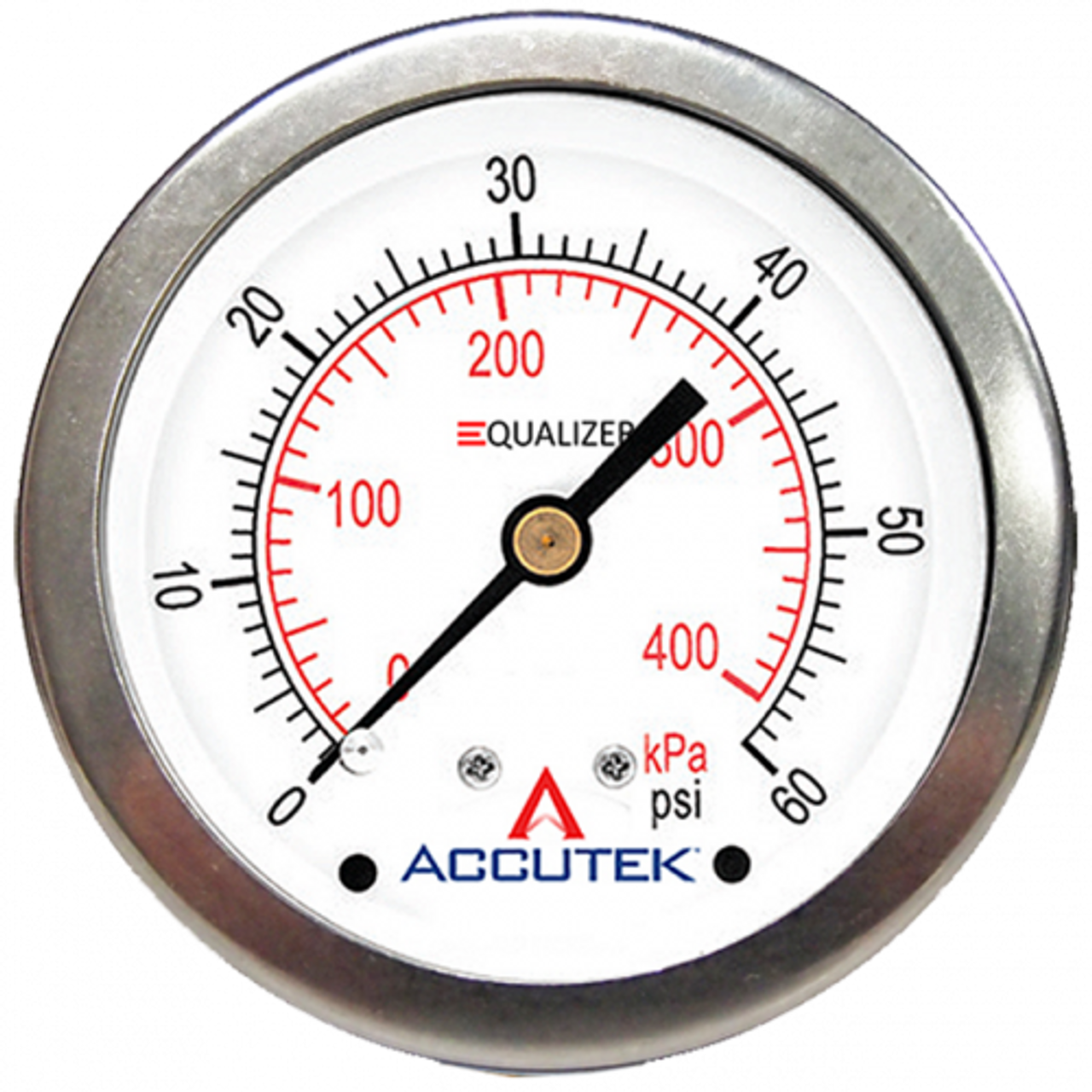 0-200 PSI  - 2-1/2" Dry - Stainless Case - Brass Center Back Mount - Pressure Gauge  PG-200ZRCD25