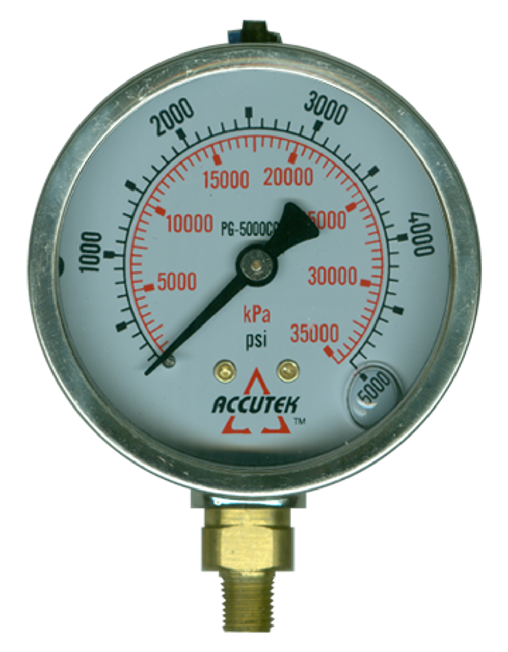 0-3000 PSI  - 4" Liquid Filled - Stainless Case - Brass Stem Mount - Pressure Gauge  PG-3000SG4