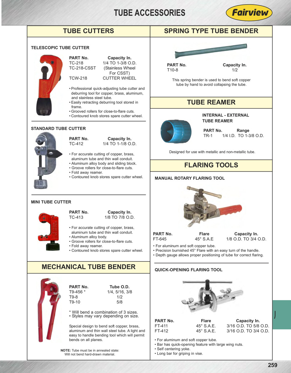 1/4 ~ 3/8" Tube O.D. Mechanical Tube Bender  T9-456