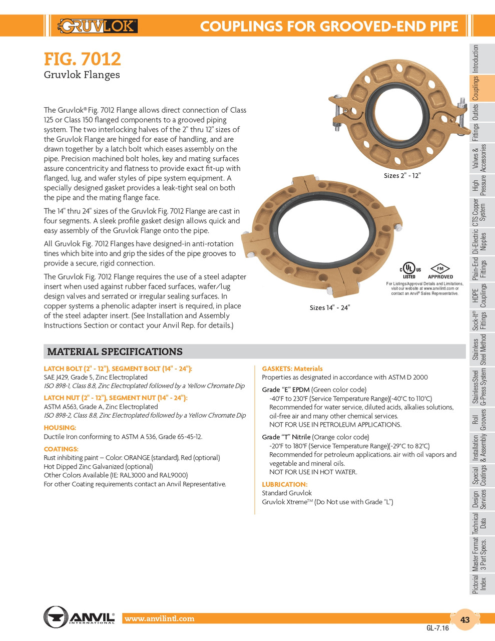 Fig. 7012 Gruvlok® Flange 16"