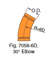 Fig. 7058-6D 30° Long Radius Elbow 16"