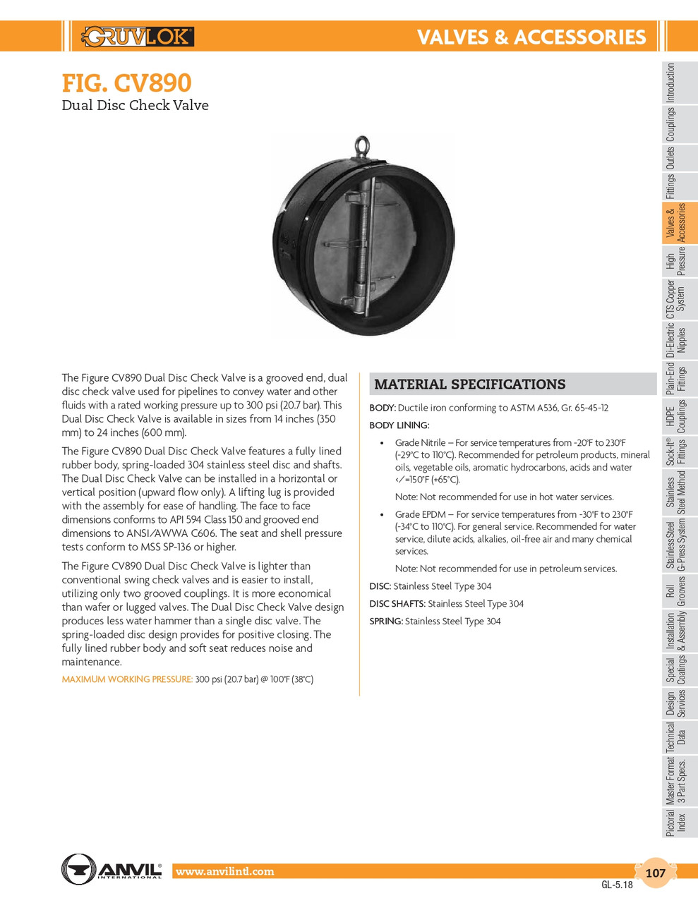 Fig. CV890 Dual Disc Check Valve 16" Fig. CV890 Dual Disc Check Valve 16"