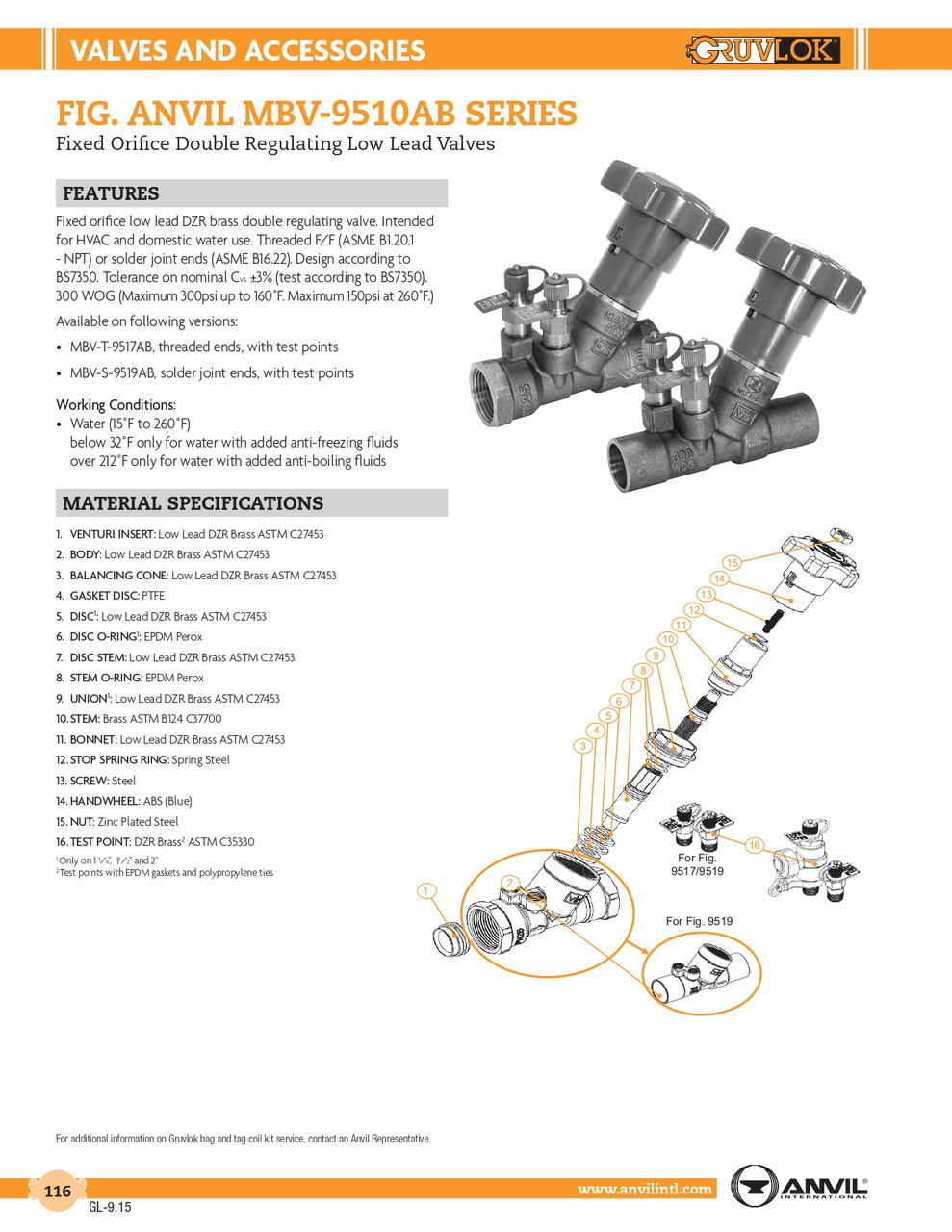 Fig. MBV-9510AB Low Lead Fixed Orifice Double Regulating Valve U-1/2" Fig. MBV-9510AB Low Lead Fixed Orifice Double Regulating Valve U-1/2"