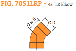 Fig. 7051LRP 45° Plain End Long Radius Elbow 4"