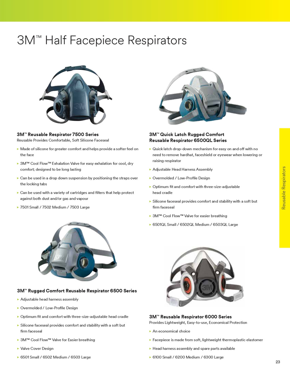 6500 Series Half Mask Reusable Respirator - Small  6501/49487