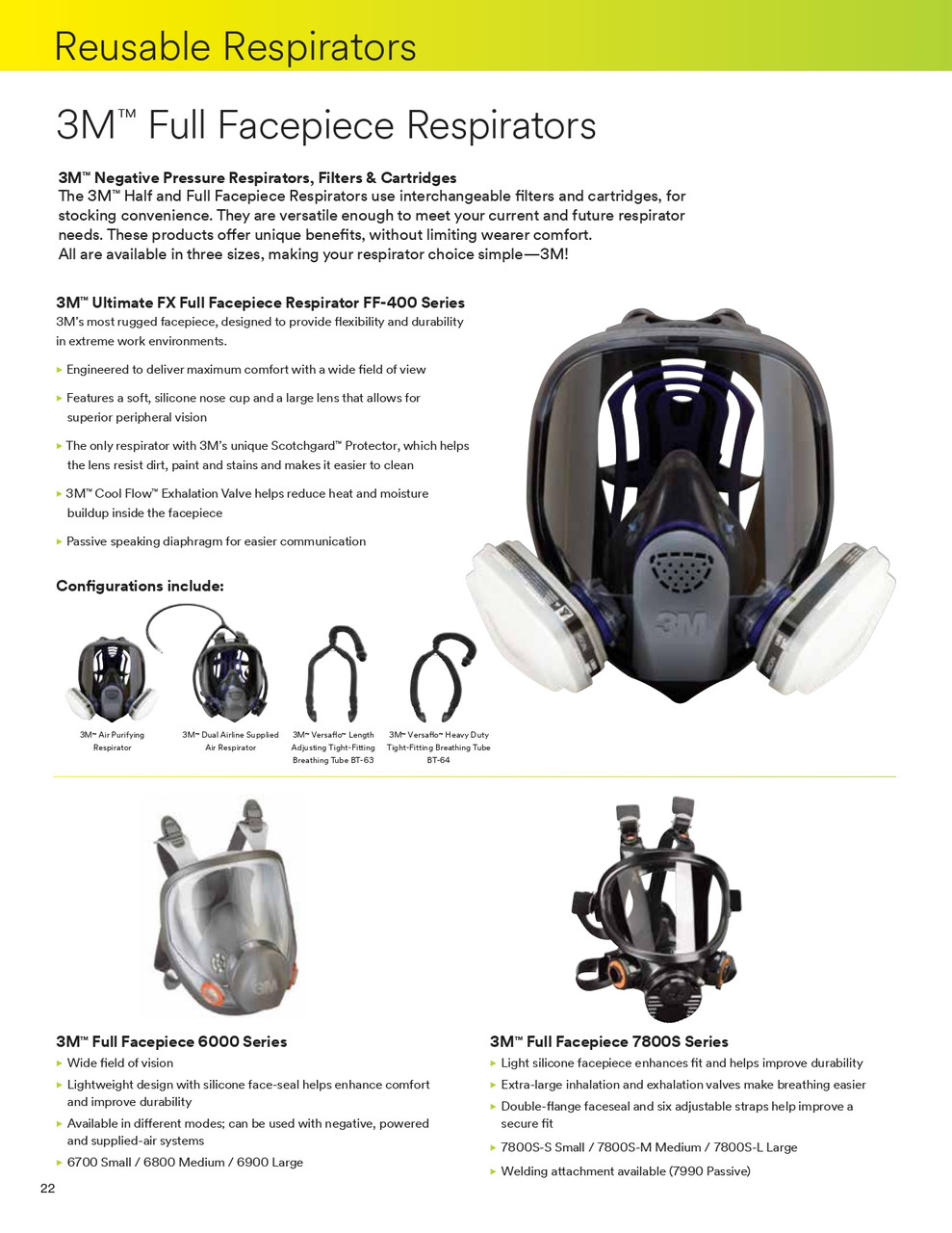 FF-400 Series Full Face Mask Reusable Respirator - Small  FF-401