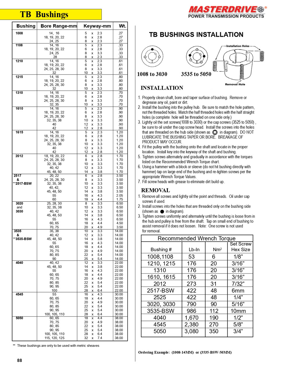 48mm Shaft "TB" Taper Lock Bushing   2012-48MM