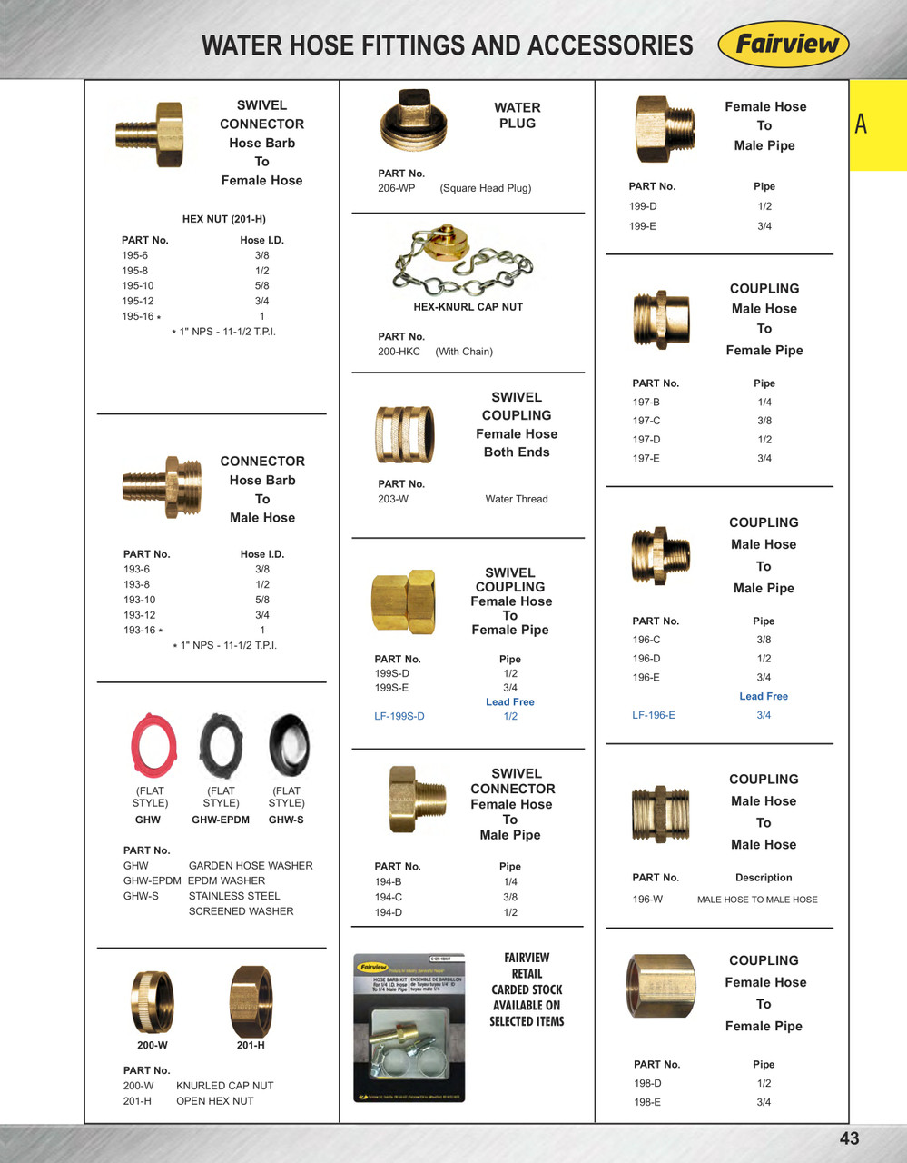 3/4"-11.5 x 1" Brass Hose Barb - Male Water Hose Connector  193-16