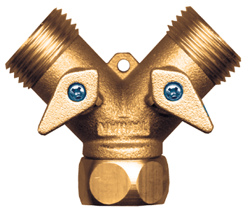 3/4"-11.5 Brass Female Water Hose Swivel - Male/Male Y-Coupling w/Shut-offs  202-WV