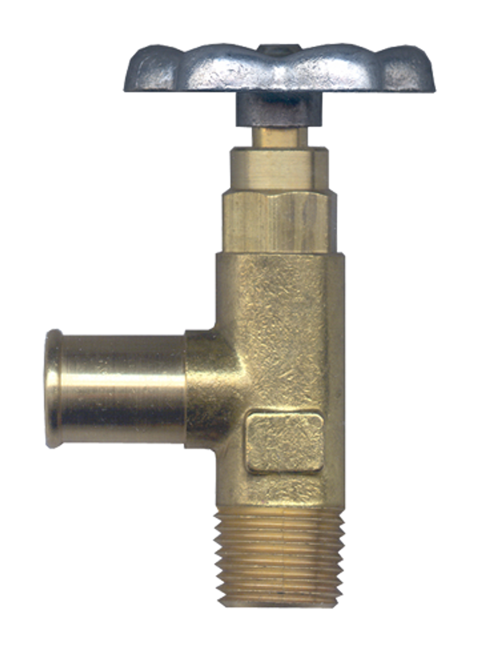 3/4 x 3/8" Brass Hose Barb - Male NPT 90° Angle Valve   1139-12C