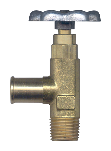 3/8 x 3/8" Brass Hose Barb - Male NPT 90° Angle Valve   1139-6C