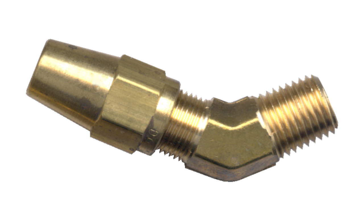 3/8 x 1/4" Brass DOT Metal Line Compression - Male NPT 45° Elbow  1174-6B