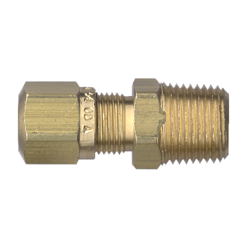 1/4 x 1/2" Brass DOT Poly Line Compression - Male NPT Connector  1468-4D