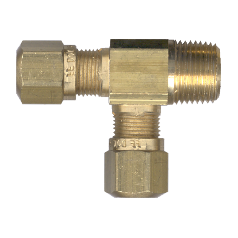 1/4 x 1/4 x 1/4" Brass DOT Poly Line Compression - Male NPT - DOT Poly Line Compression Tee  1471-4B