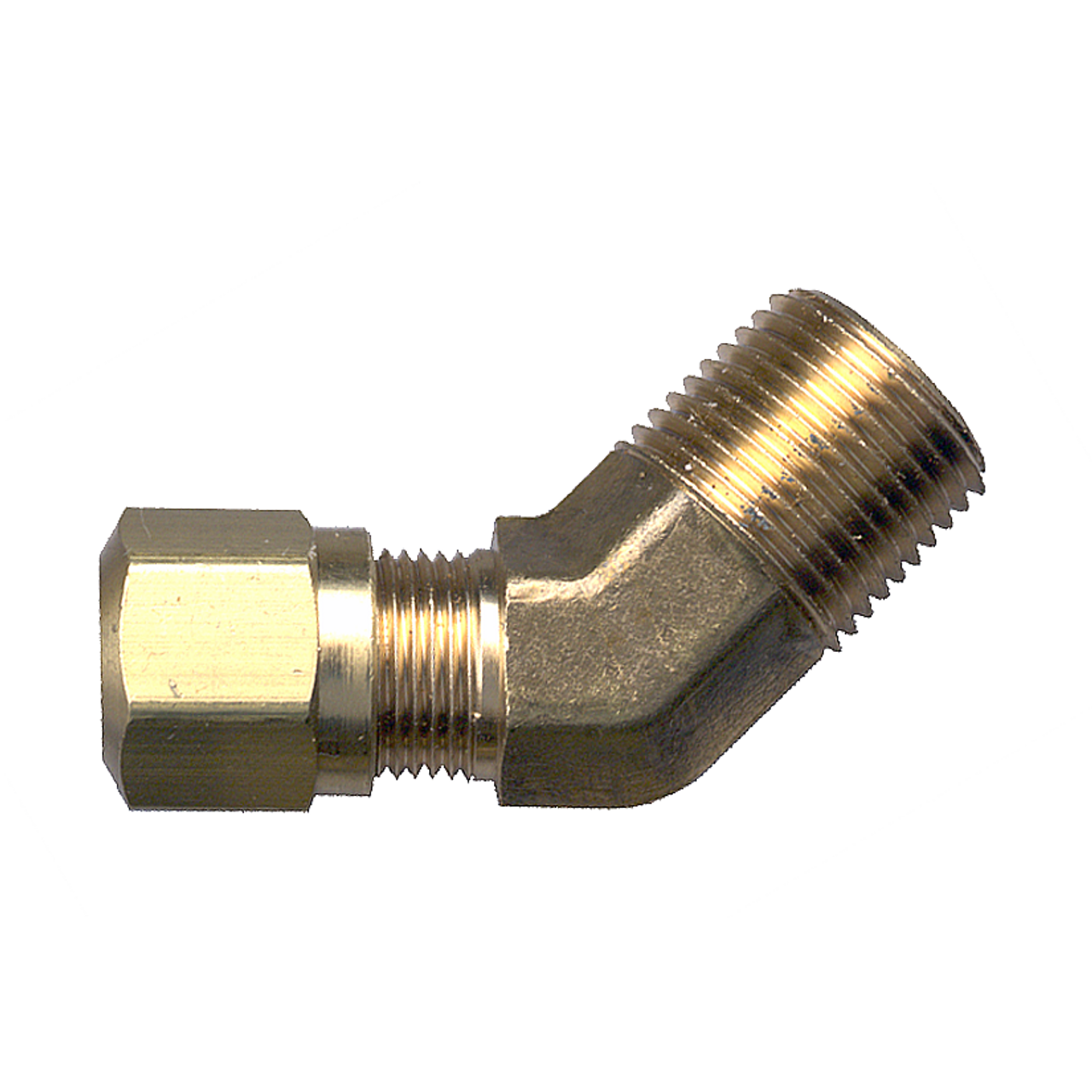 3/8 x 1/4" Brass DOT Poly Line Compression - Male NPT 45° Elbow  1474-6B