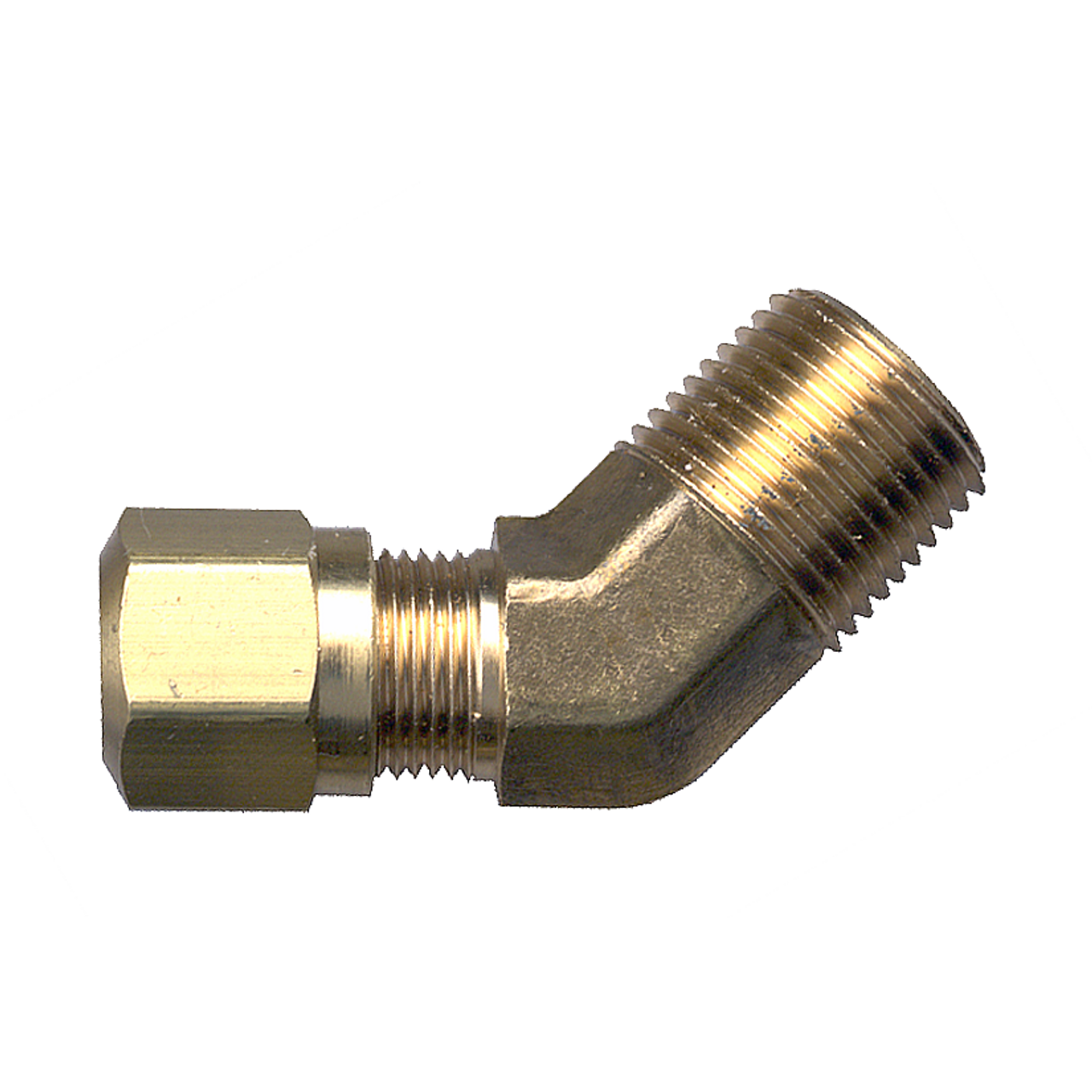 3/8 x 3/8" Brass DOT Poly Line Compression - Male NPT 45° Elbow  1474-6C