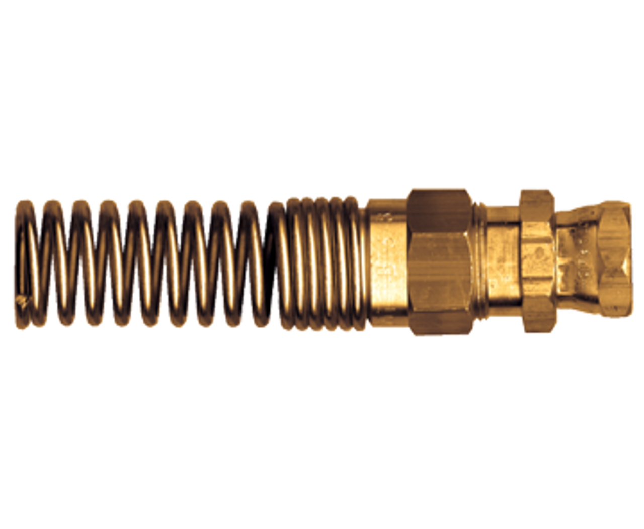 3/8 x 1/4" Brass DOT Air Brake Hose Compression Nut/Sleeve/Coupler Swivel Assembly w/Spring Guard  1493SW-6B