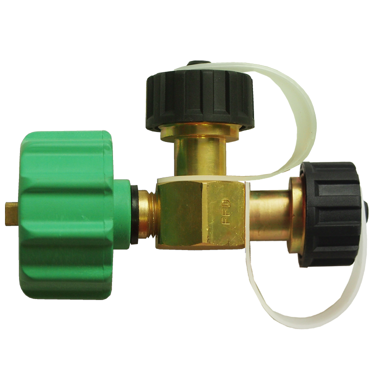 1-5/16" x 1"-20 Green Nylon Female QCC1 - Brass Dual Male Primus Propane Branch Tee  2015