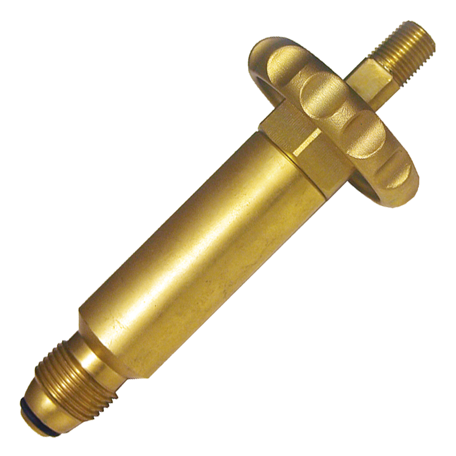 .885"-14 x 1/4" Brass Male POL (CGA510) - 6" Male NPT Propane Tank Fill Adapter w/Handwheel  2490