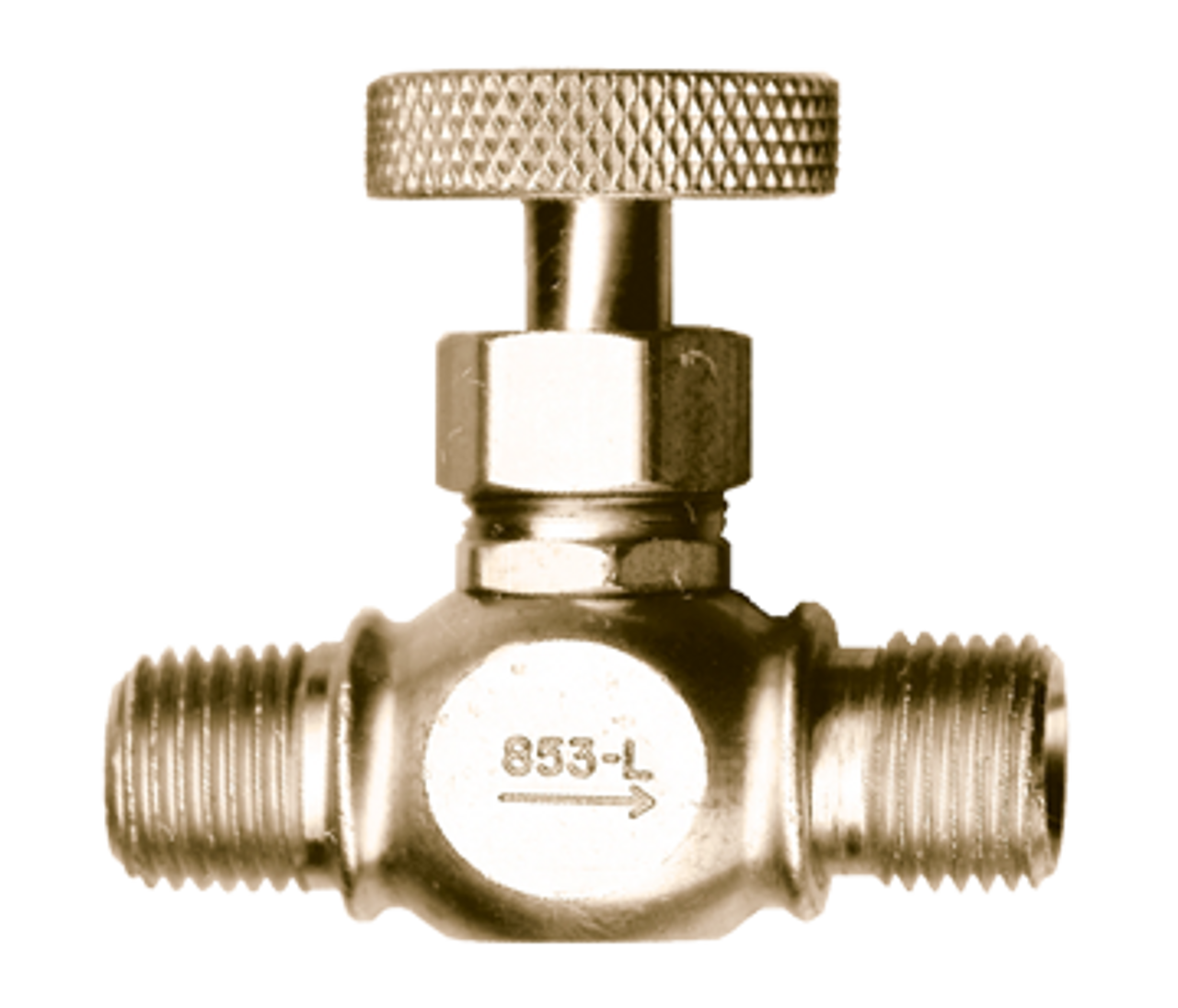 1/4" x 9/16"-18 LH Brass Male NPT - Male Reverse Flow Precision Needle Valve  854-L