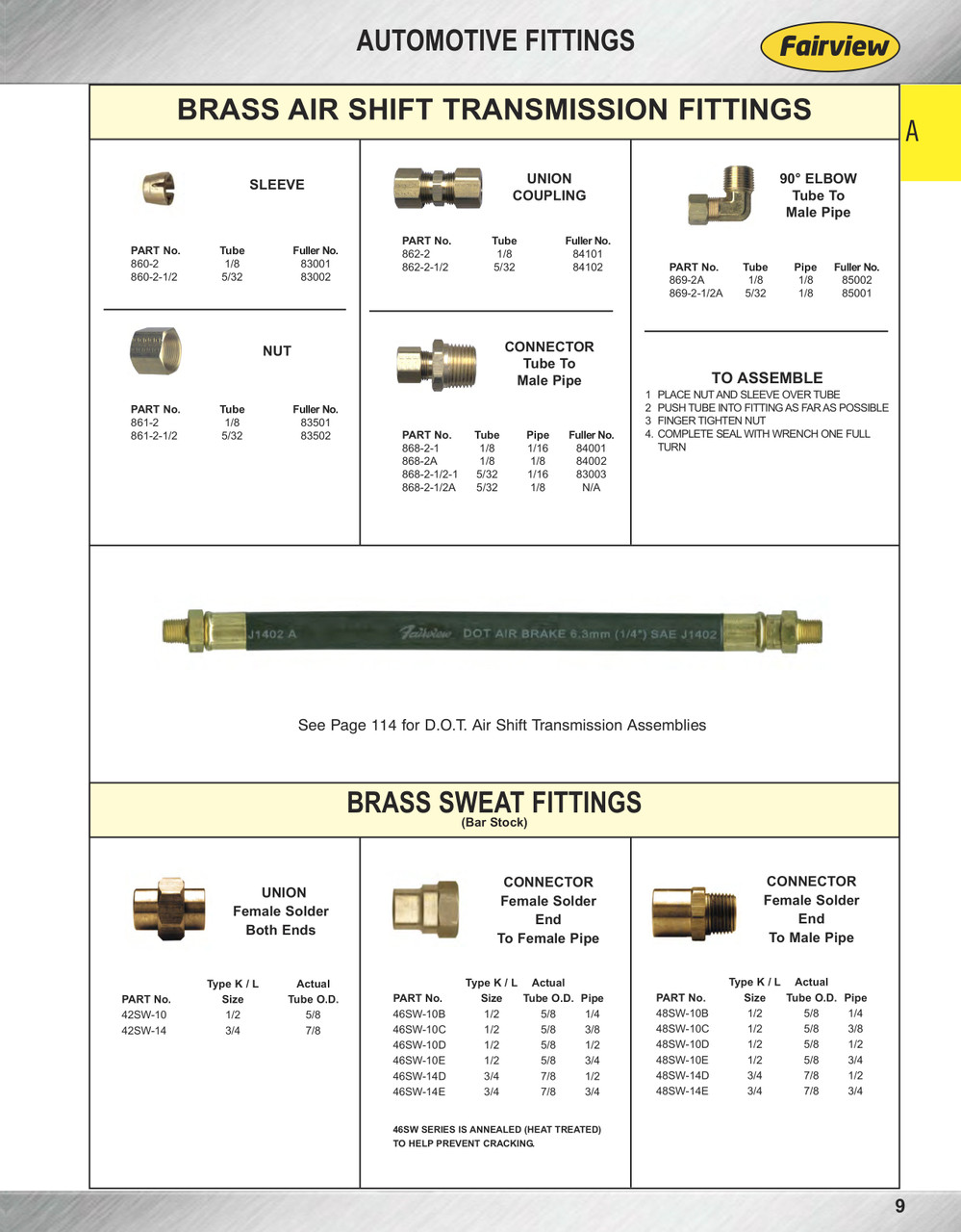 5/32" Brass Air Shift Compression Sleeve  860-2-1/2