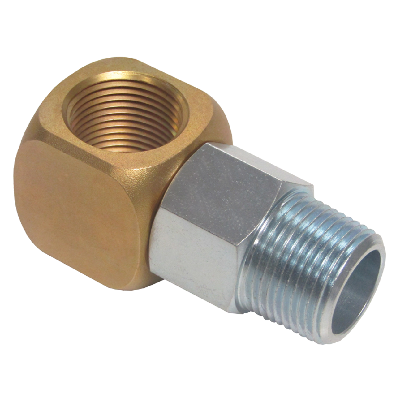 1" Brass/Steel Female NPT - Male NPT Swivel Natural Gas 90° Elbow  ACM-100-SL