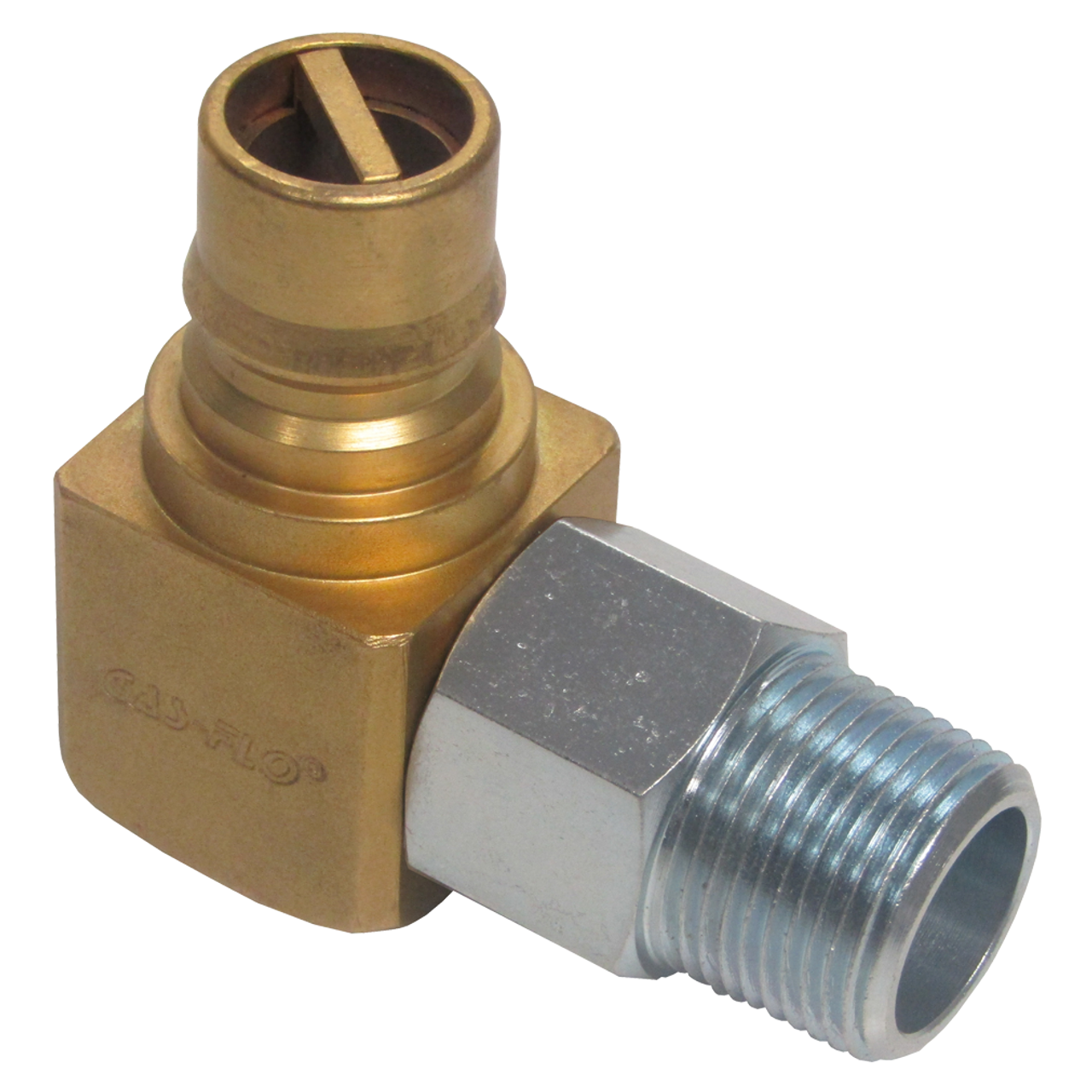 1/2" Brass/Steel Male Quick Disconnect - Male NPT Swivel Natural Gas 90° Elbow  ACM-50-GMNSL