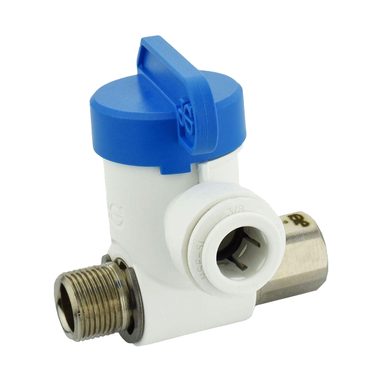 3/8 x 3/8 x 1/4" JG® White Polypropylene Compression Thread Cold Water Supply Angle Stop Valve  ASVPP1LF