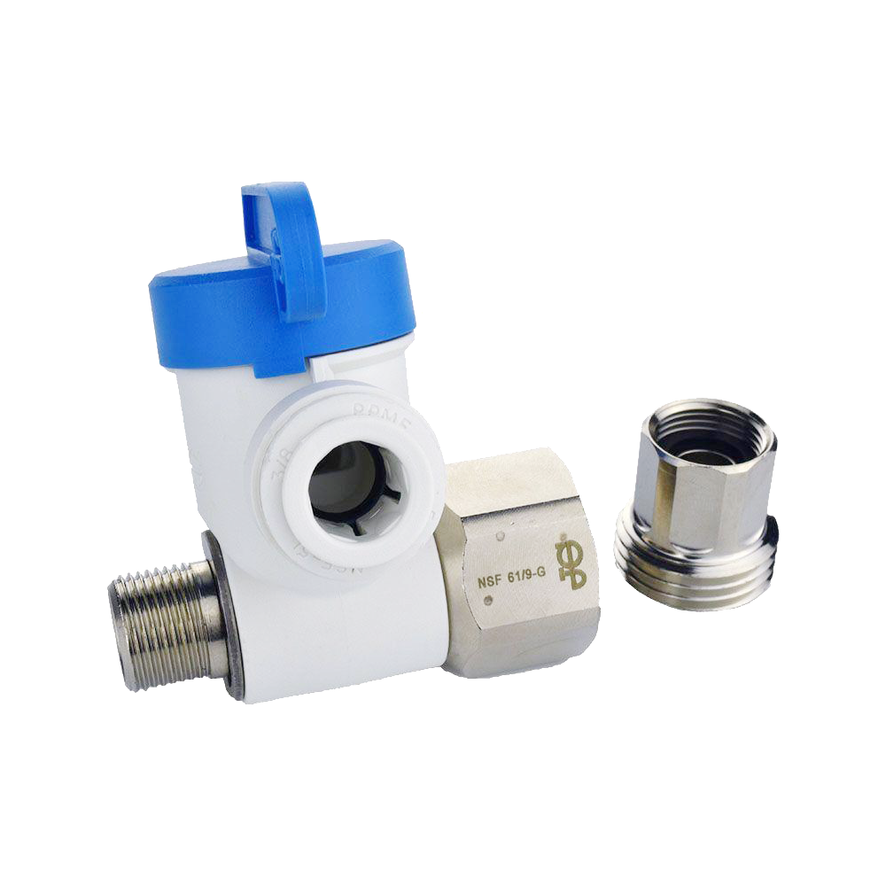 1/2 x 3/8 x 3/8" JG® White Polypropylene NPS Thread Cold Water Supply Angle Stop Valve  ASVPP6LF