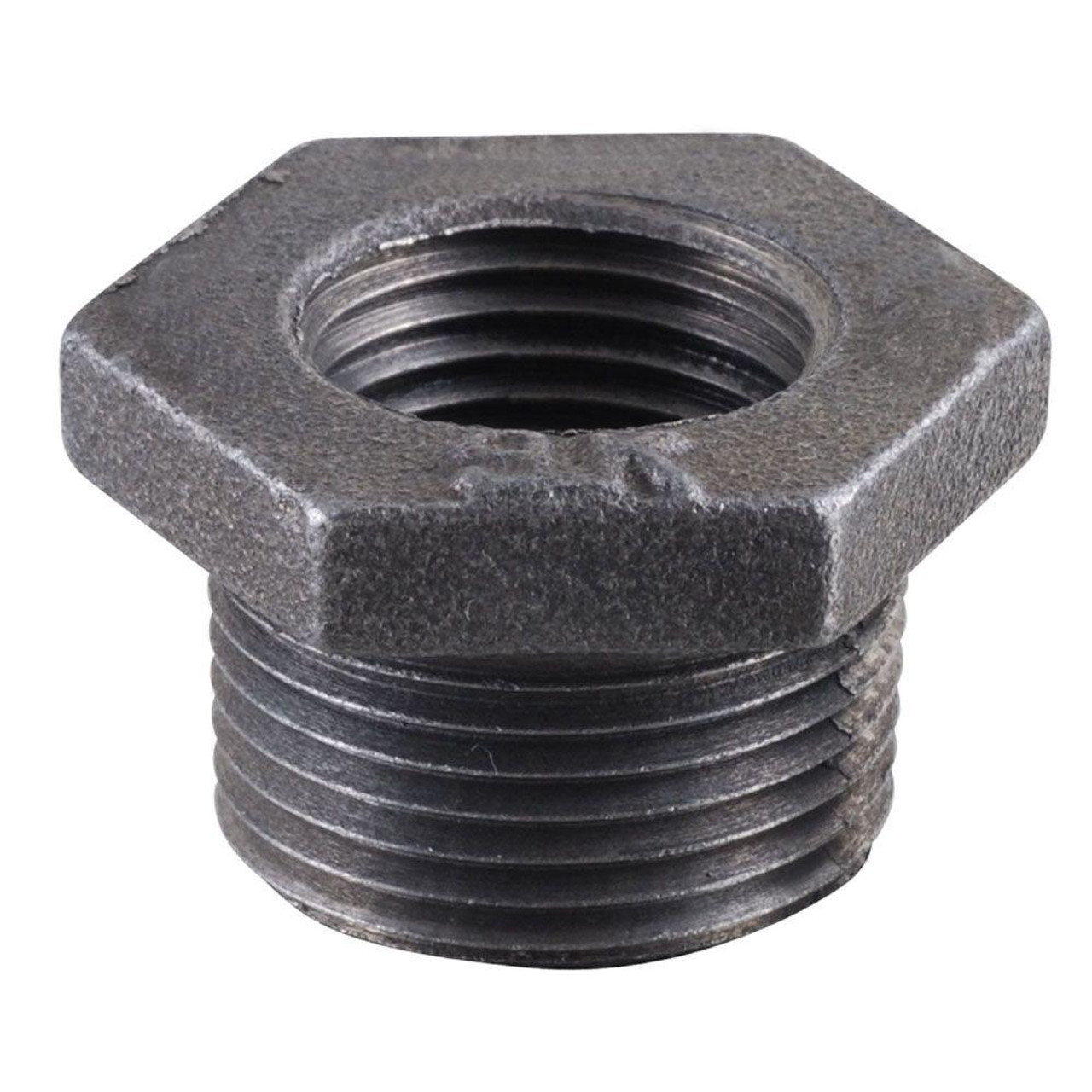 1-1/4 x 3/4" Sch. 40 Black Iron Male NPT - Female NPT Reducing Hex Bushing  BI-110-JE