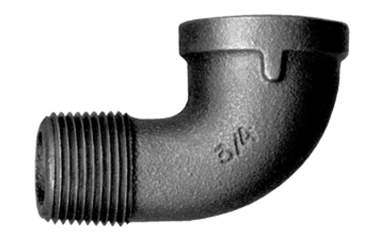 1/8" Sch. 40 Black Iron Male NPT - Female NPT 90° Street Elbow  BI-116-A