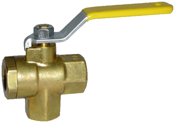 3/8" Forged Brass 100/500 PSI Female NPT 3-Way Ball Valve  BV2101T-C