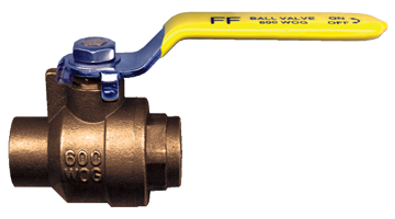 1-1/8" O.D. Tube Forged Brass 200 PSI Female Sweat-On Fuel Oil Ball Valve  BVC4103-18