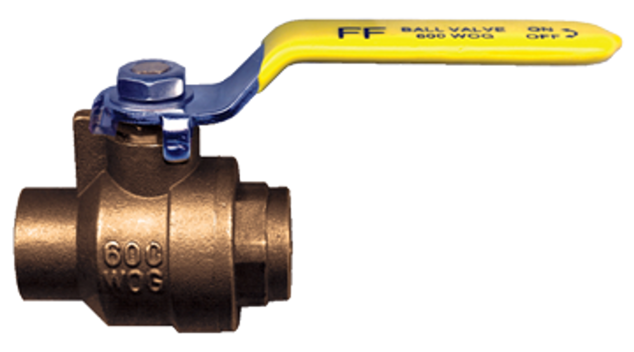 1-1/2" O.D. Tube Forged Brass 200 PSI Female Sweat-On Fuel Oil Ball Valve  BVC4103-26