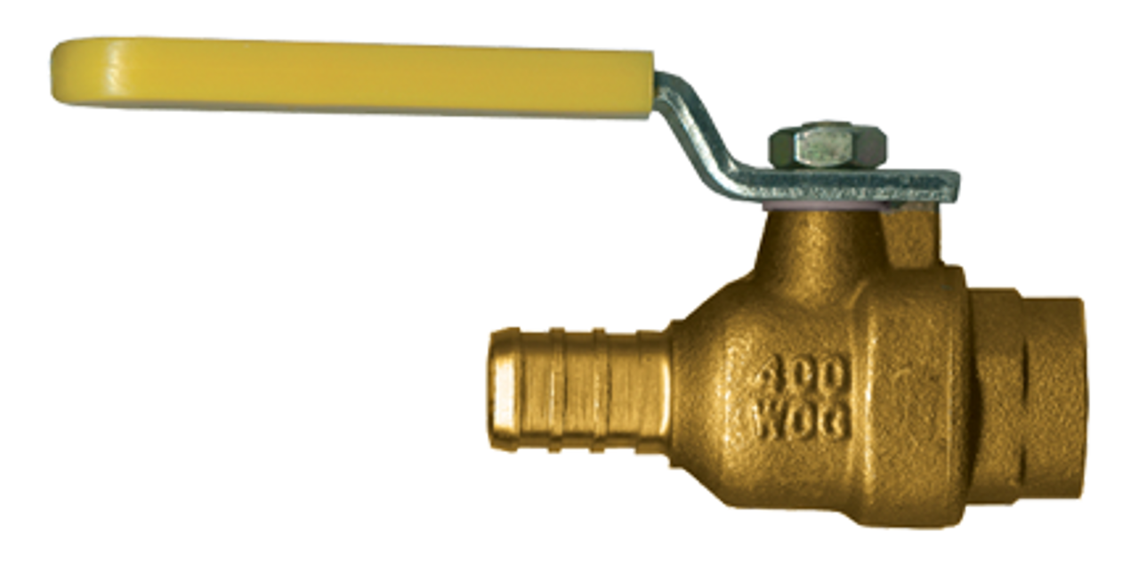 1/2 x 1/2" Forged  Brass 400 PSI Male PEX Hose Barb - Female Sweat-On Ball Valve  BVPEX2126SW-10