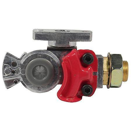 3/8" Red Emergency Female NPT Glad Hand Bulkhead w/Valve  GHV-E-BH