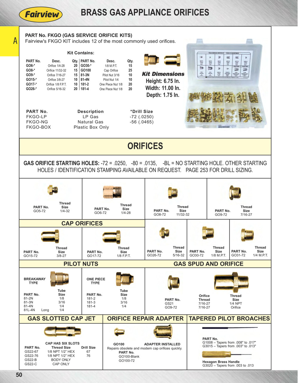 Brass Gas Orifice Repair Adapter GO100-72 - Prairie Bearing & Bolt