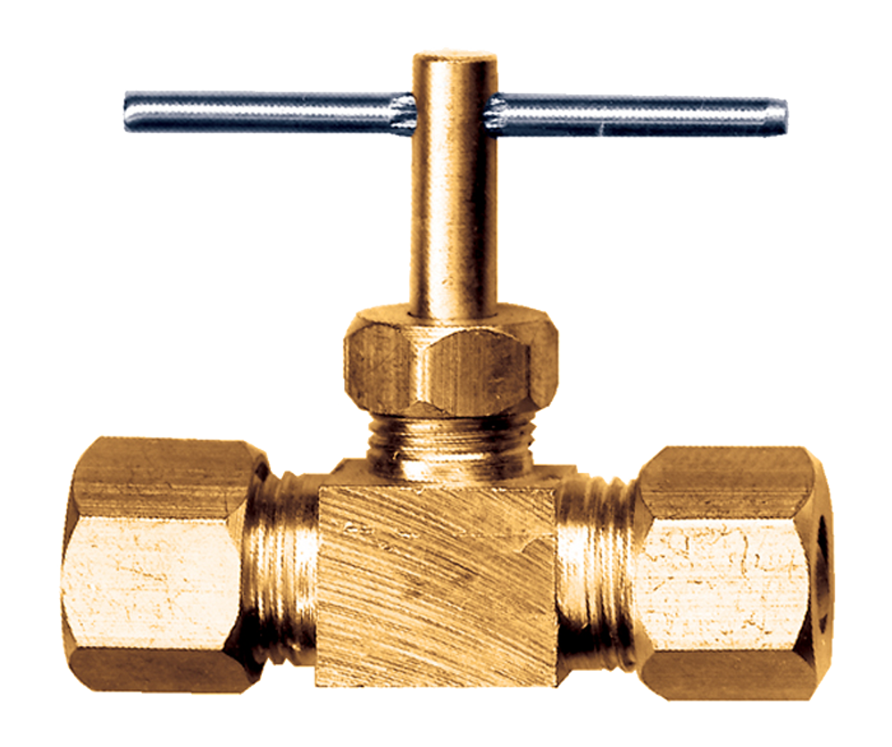 1/4" Lead Free Brass Metal Line Compression Needle Valve  LF-3062-4