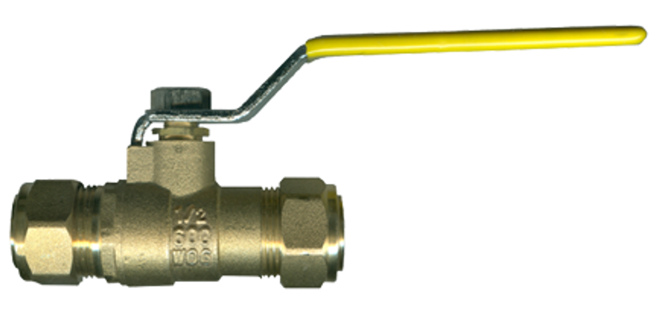 7/8" O.D. Tube Lead Free Forged Brass 600 PSI Compression Ball Valve  LF-BV2062-14