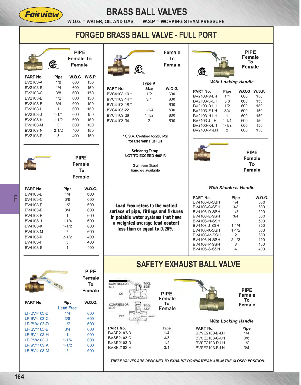 1" Lead Free Forged Brass 600 PSI Female NPT Ball Valve  LF-BV4103-H