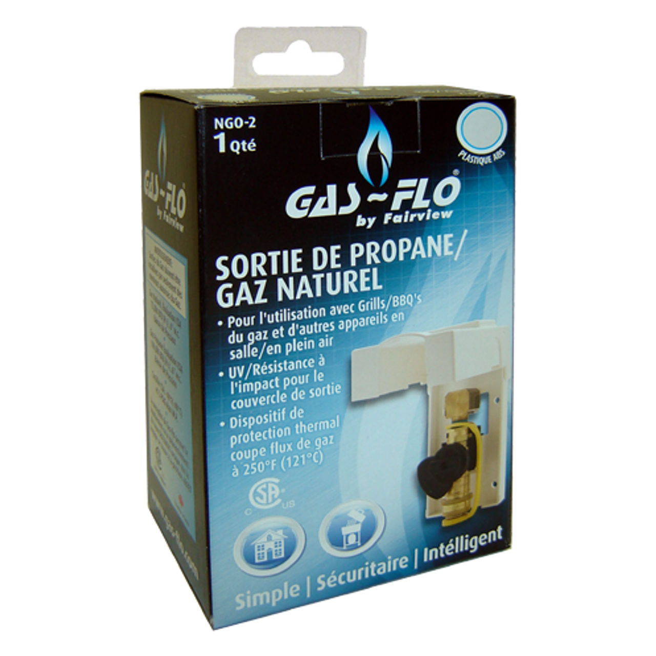 3/8 GAS-FLO® ABS Plastic Natural Gas/Propane Outlet Box w/Hangar