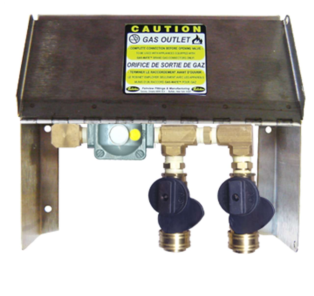 3/8" GAS-FLO® Stainless Steel Natural Gas/Propane Dual Outlet Box w/QDC  NG-OUTLET-2LB-DUAL-R