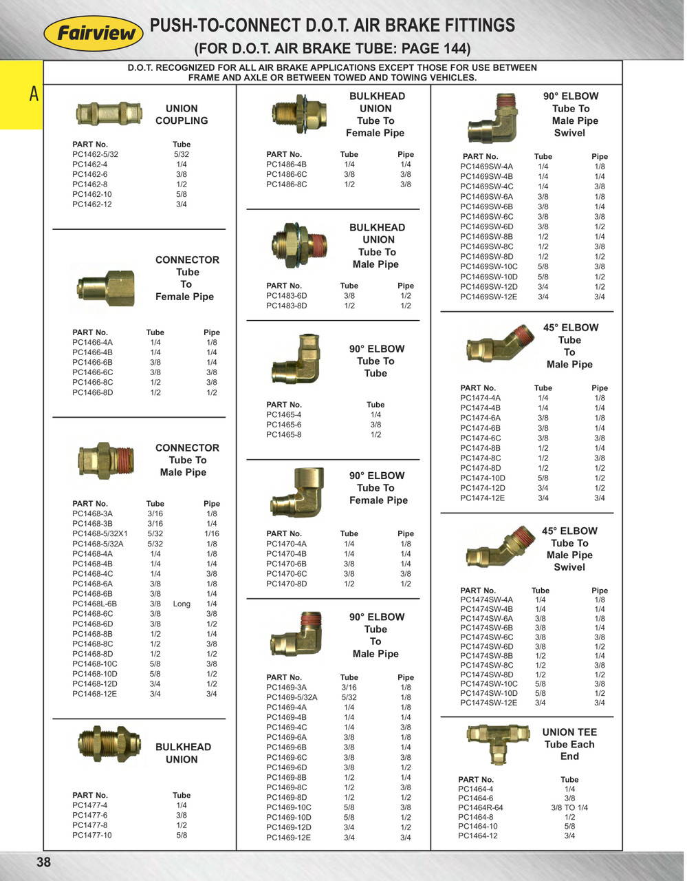 3/8 x 1/8" Brass DOT Push-To-Connect - Male NPT 90° Elbow  PC1469-6A