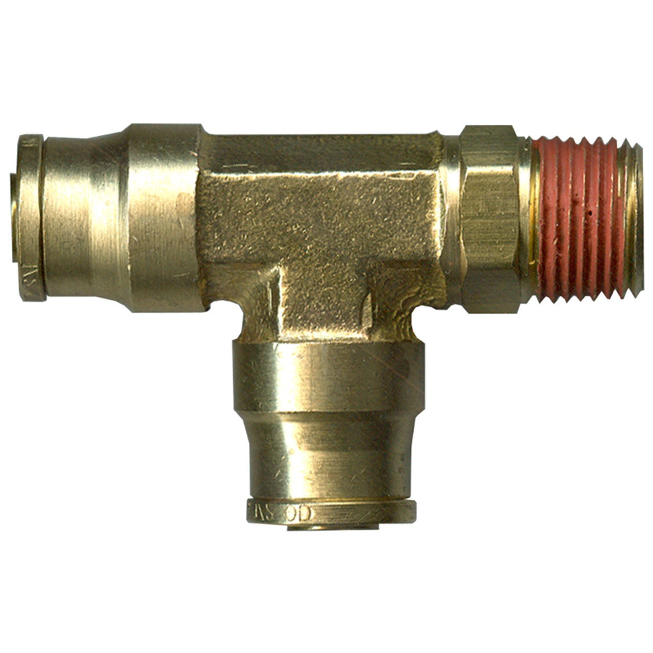 1/4 x 1/8 x 1/4" Brass DOT Push-To-Connect - Male NPT Swivel - Push-To-Connect Tee  PC1471SW-4A