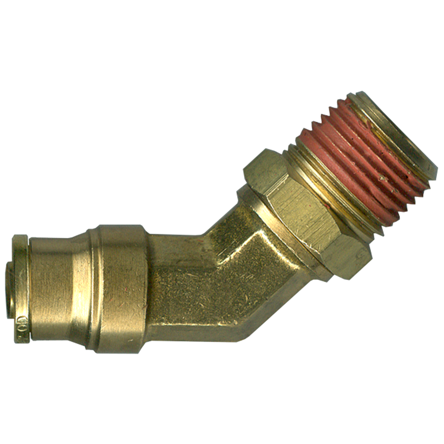 3/8 x 1/8" Brass DOT Push-To-Connect - Male NPT Swivel 45° Elbow  PC1474SW-6A