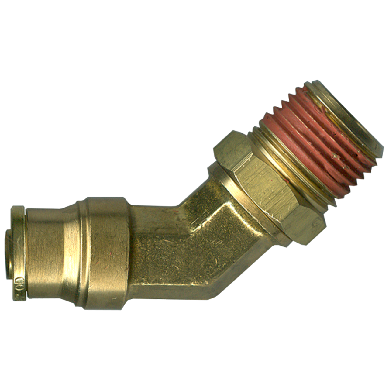 3/8 x 1/4" Brass DOT Push-To-Connect - Male NPT Swivel 45° Elbow  PC1474SW-6B