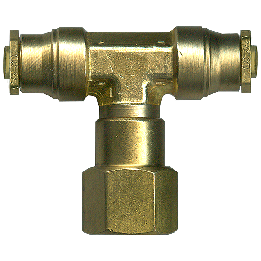 3/8 x 3/8 x 1/4" Brass DOT Push-To-Connect - Push-To-Connect - Female NPT Swivel Tee  PC1478SW-6B
