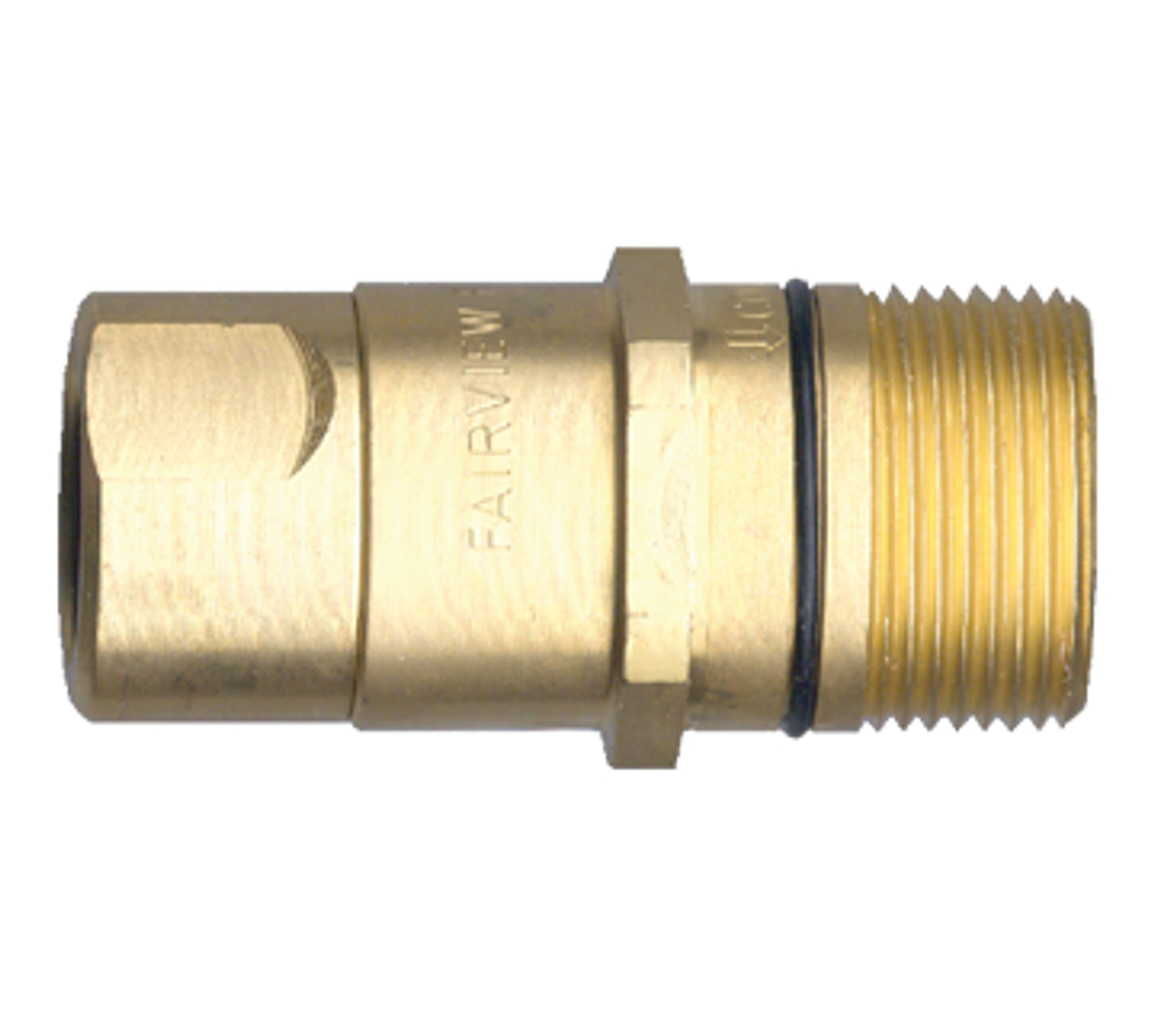 1-1/4 x 1-1/4" Brass Aero FD51 Hydraulic Thread-To-Connect Nipple - Female NPT  QD-BTTWN20-20F