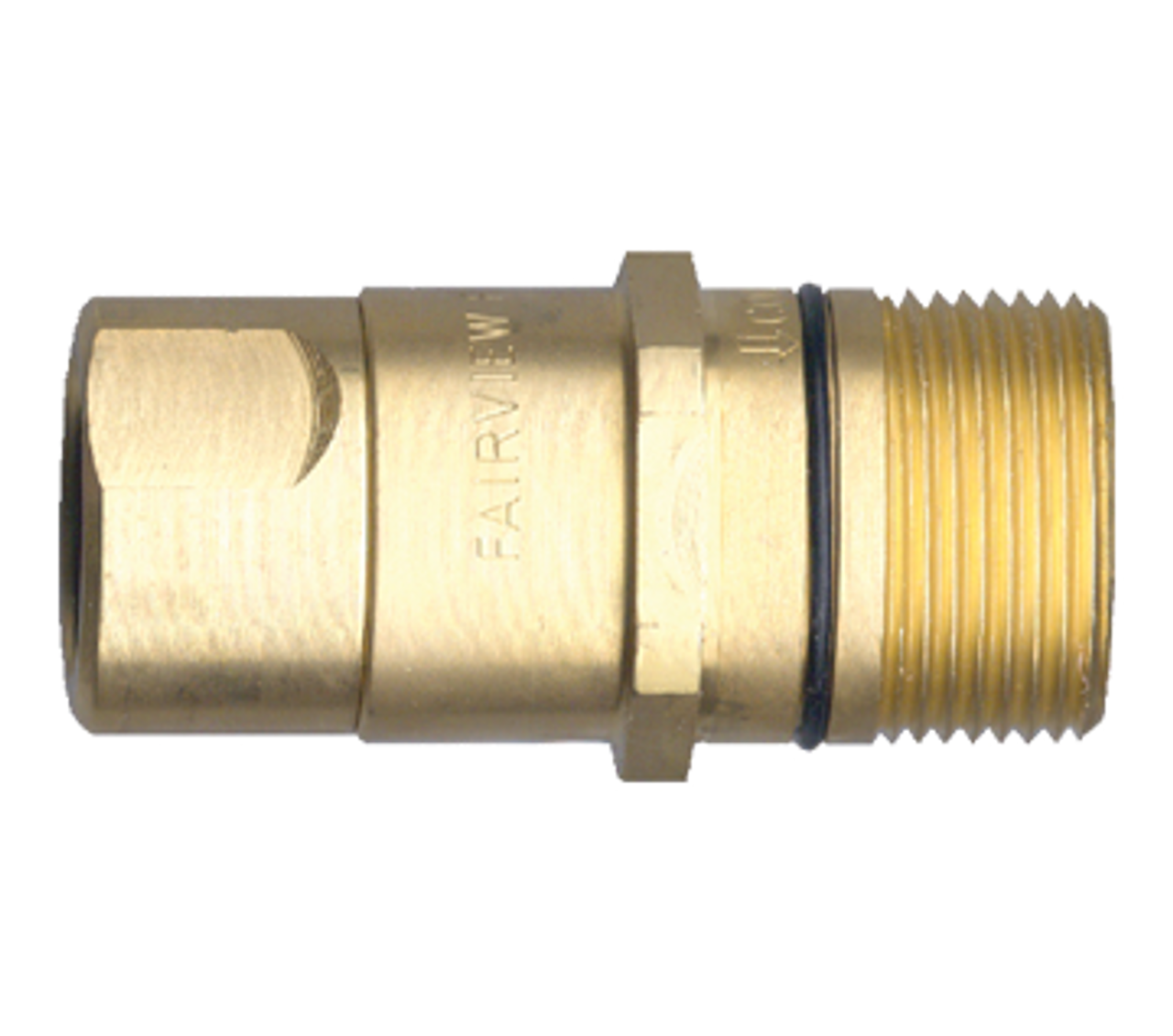 1-1/2 x 1-1/2" Brass Aero FD51 Hydraulic Thread-To-Connect Nipple - Female NPT  QD-BTTWN24-24F