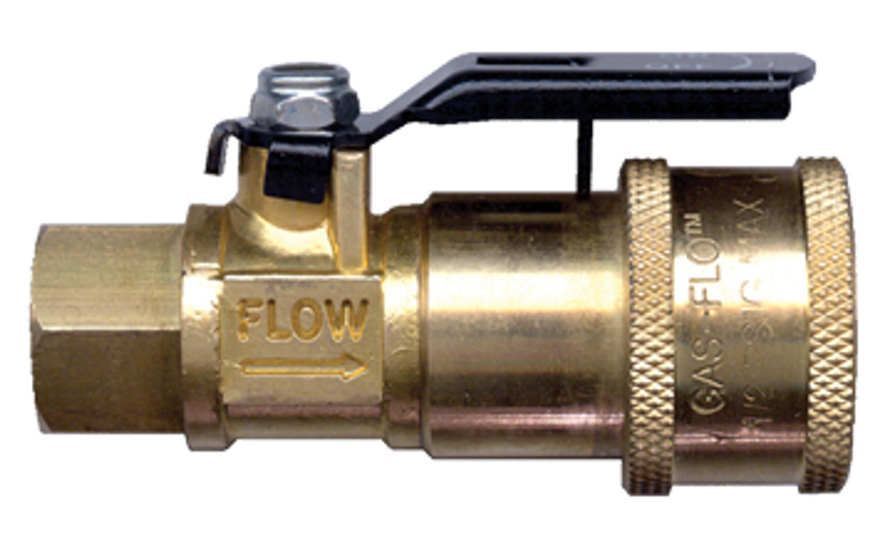 1/4 x 1/4" GAS-FLO® Brass RV Natural Gas Q/D Coupler w/Integrated Ball Valve - Female NPT  QD-GMRVC4-4F